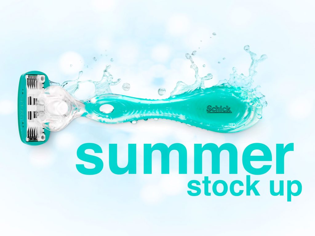 Aqua green Schick Hydro Razor with water splash